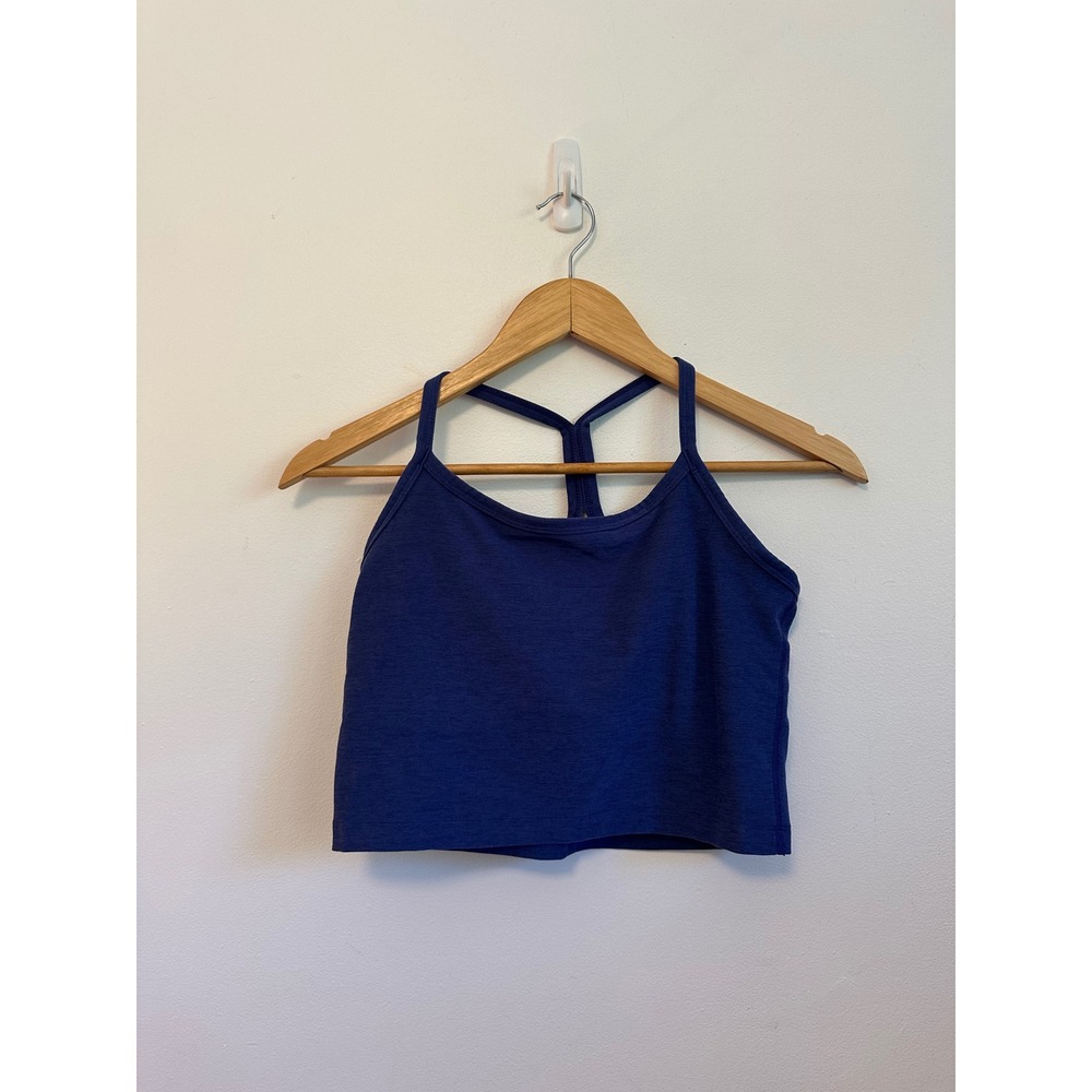 Beyond Yoga Indigo Blue Heathered Racerback Cropped Tank Top | Size Medium